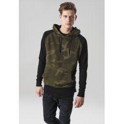 Camo Contrast Raglan Hoody Olive Camo/blk