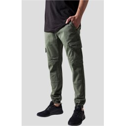 Washed Cargo Twill Jogging Pants Olive