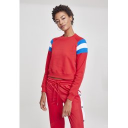 Ladies Sleeve Stripe Crew firered/light blue/white