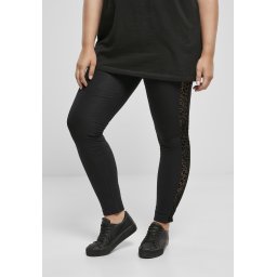 Women's Leggings Flock Lace Stripe - Black