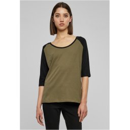 Women's 3/4 contrast raglan T-shirt olive/black
