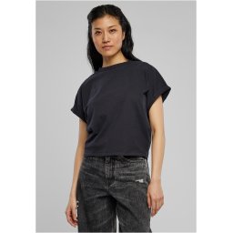 Women's T-shirt with a short pigment cut on the sleeve black