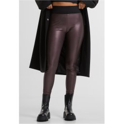 Women's high-waisted synthetic leather leggings in red