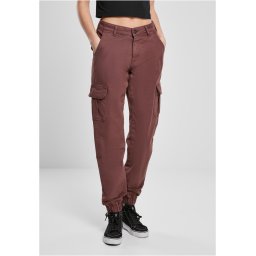 Women's high-waisted cargo pants cherry