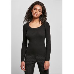 Women's sweater with a wide neckline, black