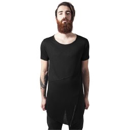 Black T-shirt with a long front zipper with an open edge