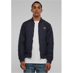 Diamond Quilt Nylon Jacket Navy