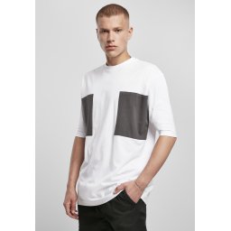 Large double pocket T-shirt white/asphalt