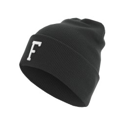 Knitted hat with letter cuff F