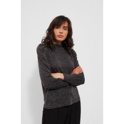 Marisse Melange Sweatshirt With Puff Sleeves Z-Bl-3616 Graphite Mel