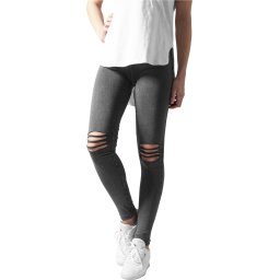 Women's Cut Knee Leggings Acid Black