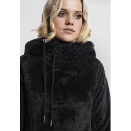 Women's Long Teddy Hoody Black