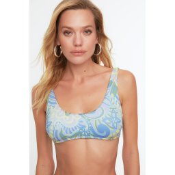 Trendyol Green Floral Print Bandeau Bikini Top