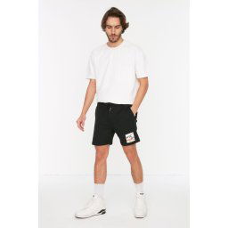 Trendyol Black Regular Cut Medium Length City Printed Shorts