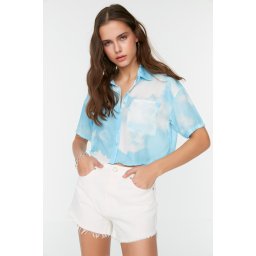 Trendyol White Denim Shorts with Tassels Tassels
