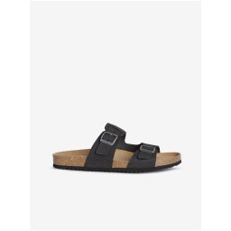 Black Men's Leather Slippers Geox Ghita - Men's