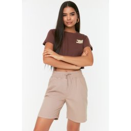 Trendyol Tobacco Belt Denim Shorts