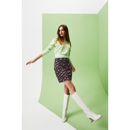 Marisse Floral Pencil Skirt L-Sc-3701 Black