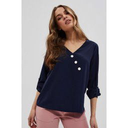 Marisse Shirt With Decorative Buttons L-Ko-3700 Navy