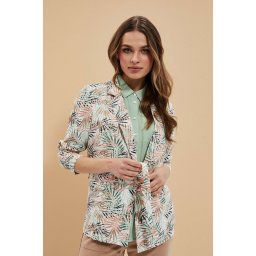 Marisse Tropical Print Jacket L-Mr-3704 White