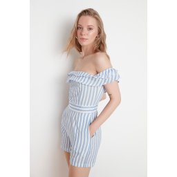 Trendyol Blue Petite Striped Jumpsuit