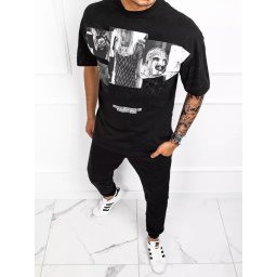 T-shirt męski z nadrukiem czarny Dstreet