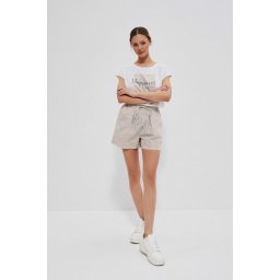 Striped cotton shorts - beige
