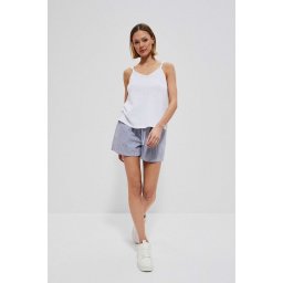 Marisse Cotton Striped Shorts L-Sh-3718 White_Blue