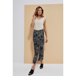 Marisse Patterned Viscose Skirt L-Sc-3719 Black