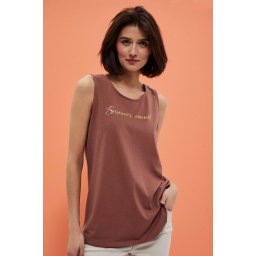 Marisse T-Shirt With Metallic Print L-Ts-3834 Cold Brown