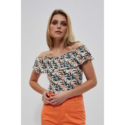 Marisse Strappy Blouse With Ruffles L-Ts-3773 L.Beige
