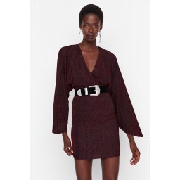 Trendyol Claret Red Shimmer Подробна вечерна рокля