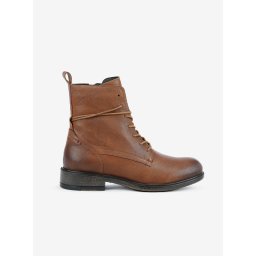 Brown women's leather ankle boots Geox Catria - Women's