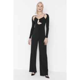 Trendyol Black Asymmetrical Collar Detailed Jumpsuit