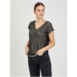 Beige-Black Women's Lace T-Shirt ORSAY - Women