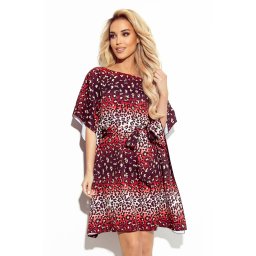 287-23 SOFIA Butterfly dress with a binding at the waist - jaguar