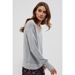 Marisse Sweater With A Neckline At The Back L-Sw-3704 Silver
