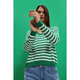 Marisse Women's Sweater L-Sw-4004 Off White_Green