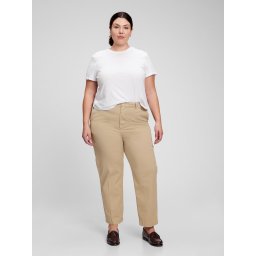 GAP Straight Khaki Washwell Trousers - Ladies