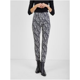 Orsay Women's White-Black Patterned Suede Trousers - Women's