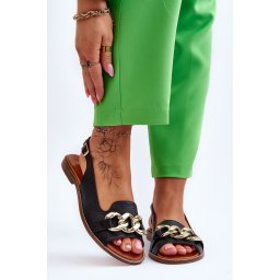 Boto Дамски кожени сандали Lewski Shoes 3230 Black Peas