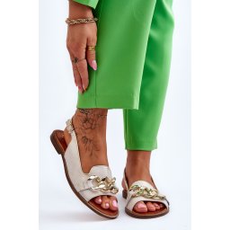 Boto Дамски кожени сандали Lewski Shoes 3230 Бежово-златисто