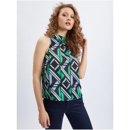 Orsay Women's Black & Green Patterned Blouse - Women's