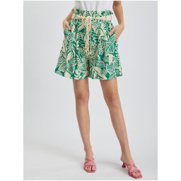Orsay Creamy-Green Women's Patterned Shorts with Linen - Women's