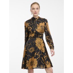 Orsay Brown-Black Women's Floral Satin Dress - Women's