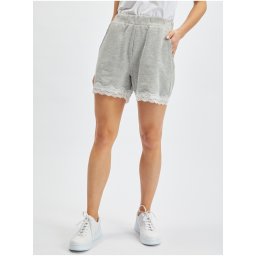 Orsay Light Grey Women's Sweat Shorts with Lace - Women's