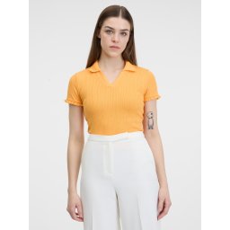 Orsay Yellow Women's Ribbed Polo T-Shirt - Women's