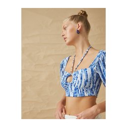 Koton Square Neck Crop Blouse with Window Detail