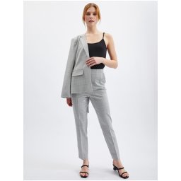 Orsay Light Grey Women's Plaid Straight Fit Trousers - Ladies