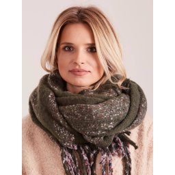 Striped scarf with fringe green
